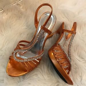 Rhinestone orange heels